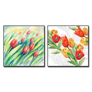 Mẫu tranh hoa tulip đẹp kiểu màu nước