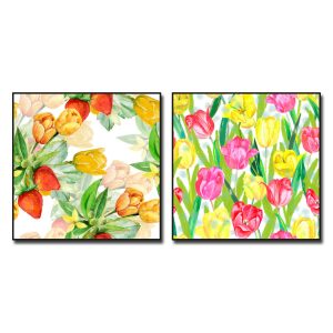Mẫu tranh hoa tulip đẹp bộ 2 bức khổ vuông