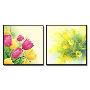 Bộ 2 bức tranh hoa tulip đẹp khổ vuông