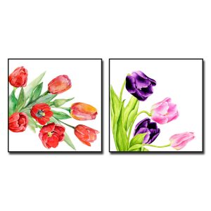 Mẫu tranh treo tường hoa tulip đẹp bộ 2 bức vuông
