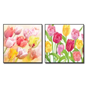 Mẫu tranh khổ vuông hoa tulip đẹp bộ 2 tấm