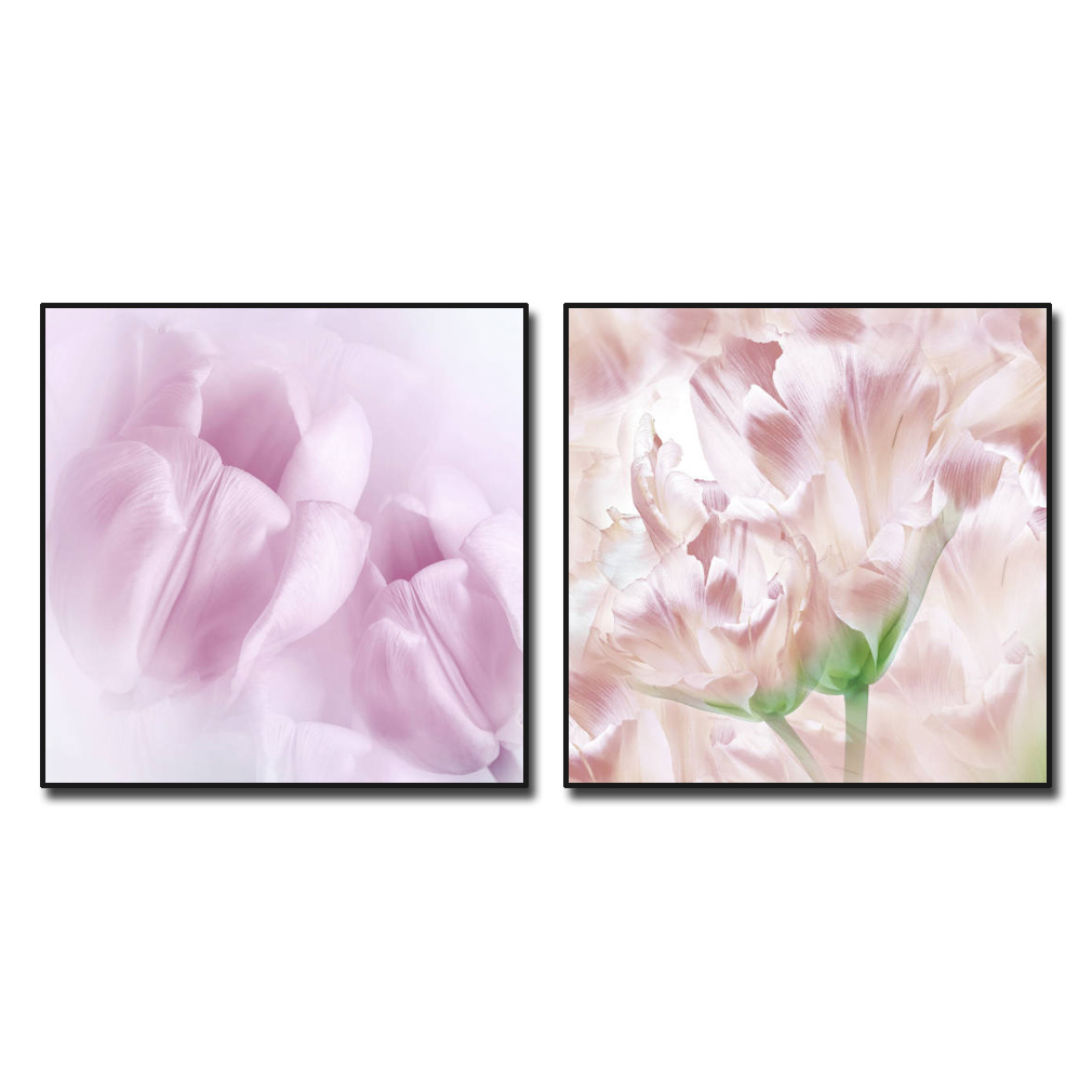 Bộ 2 bức tranh hoa tulip đẹp với gam màu nhạt