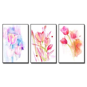 Bộ tranh màu nước vẽ phác họa hình ảnh hoa tulip đẹp nghệ thuật