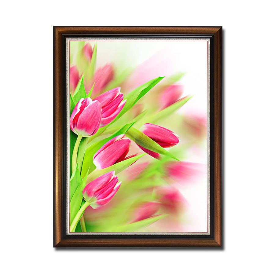 Mẫu tranh khổ đứng hình ảnh hoa tulip hồng đỏ đẹp