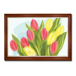 Mẫu tranh treo tường vẽ phác họa hoa tulip đẹp kiểu màu nước