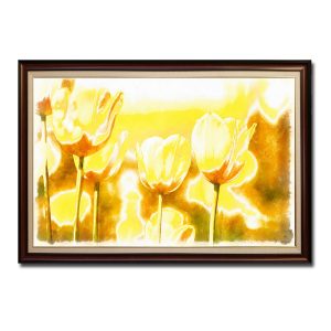 Mẫu tranh treo tường đẹp hình ảnh hoa tulip với gam màu vàng kim