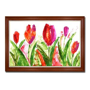 Mẫu tranh treo tường vẽ hoa tulip đẹp kiểu màu nước