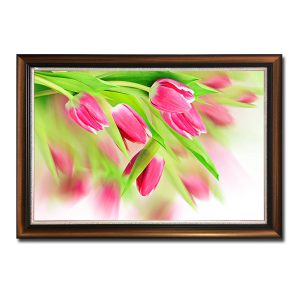 Mẫu tranh treo tường đẹp hình ảnh hoa tulip đỏ với hiệu ứng mờ tỏ