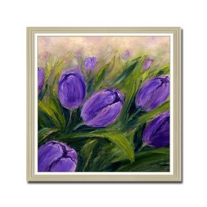 Mẫu tranh khổ vuông đẹp hình ảnh hoa tulip tím