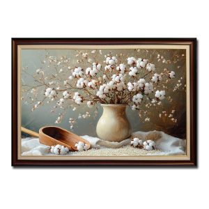 Tranh treo tường hình ảnh bình hoa bông gòn đẹp