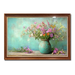 Tranh treo tường hình ảnh bình hoa với sắc màu sinh động