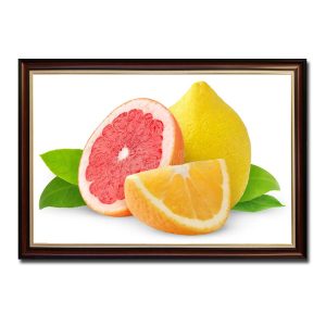 Mẫu tranh treo phòng ăn đẹp hình ảnh những lát chanh vàng và đỏ hồng