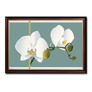 Mẫu tranh treo tường đẹp vẽ hình ảnh cành hoa phong lan trắng