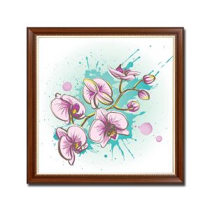 Mẫu tranh khổ vuông đẹp vẽ hình ảnh cành hoa lan