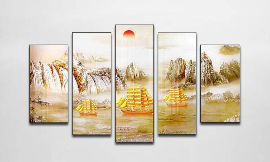 Mẫu tranh thuyền buồm đẹp phong thuỷ thuận buồm xuôi gió