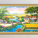 Mẫu tranh vẽ đồng quê làng quê Việt Nam xưa đẹp